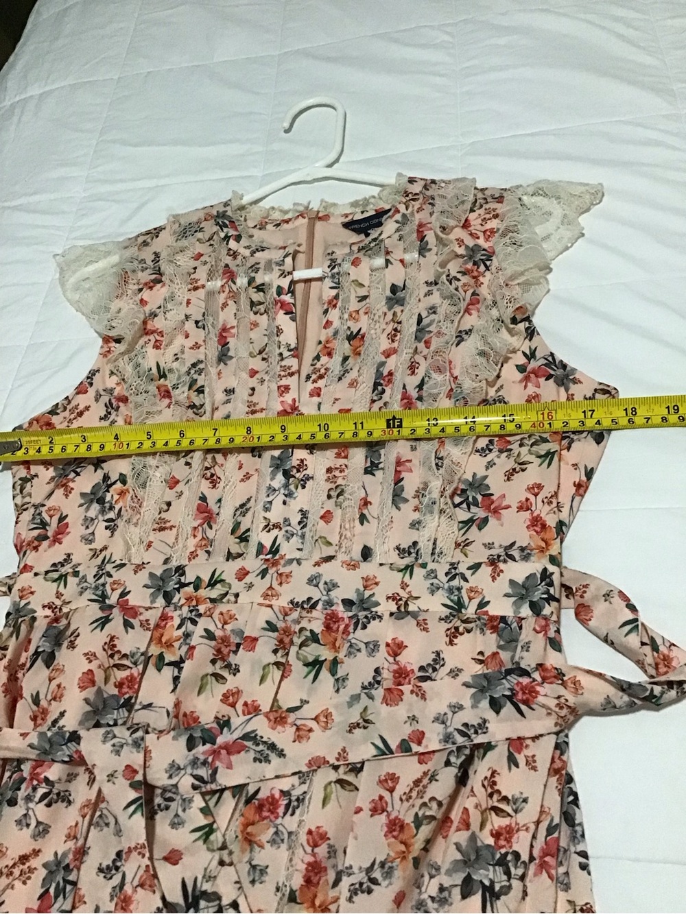 French Connection Blush Floral Lace-Trim Midi Dress Size 8 - Picture 8 of 15